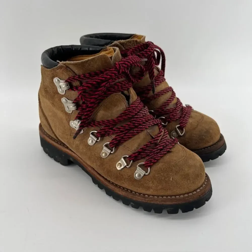 VTG Herman Survivors Suede Mountaineering Boots Size 7M Rugged Outdoor Vibram